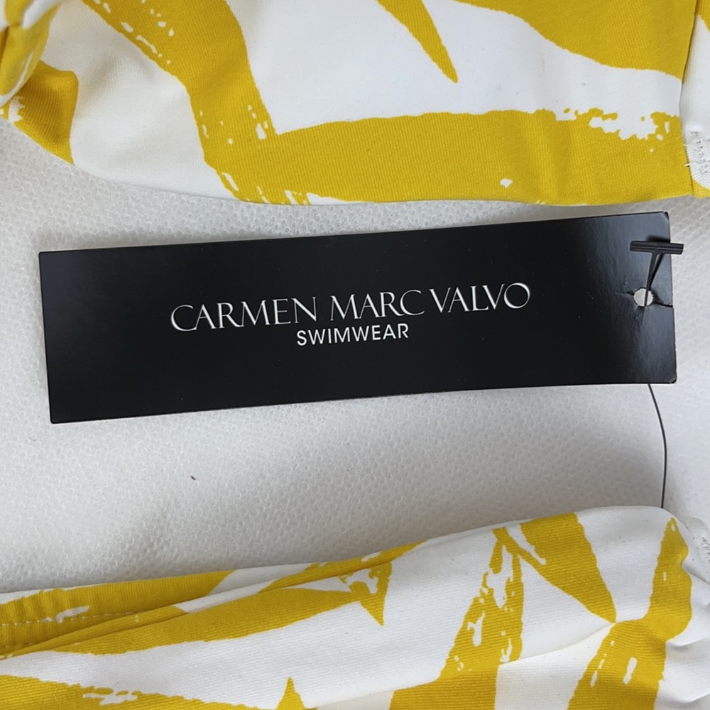 Carmen Marc Valvo Yellow Tropical Print Swimsuit - Picture 6 of 12